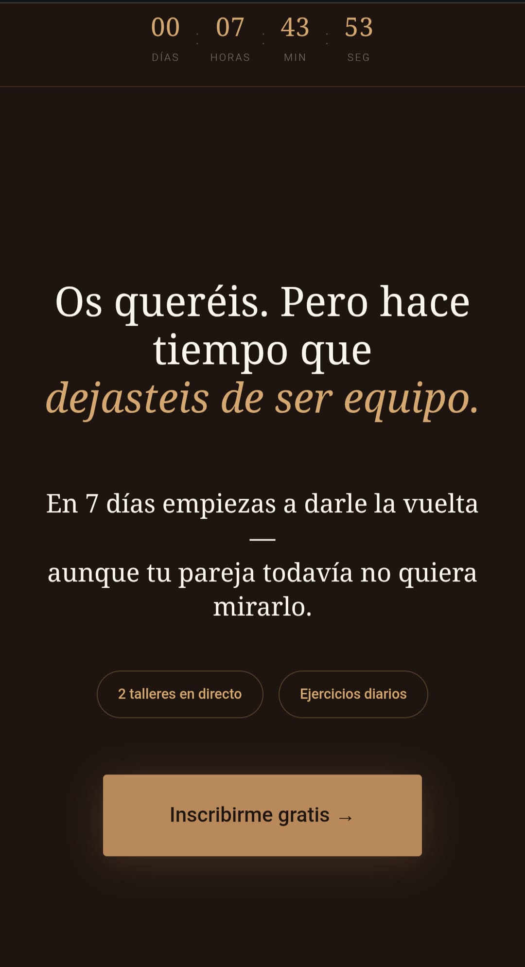 Nueva landing de registro al desafío